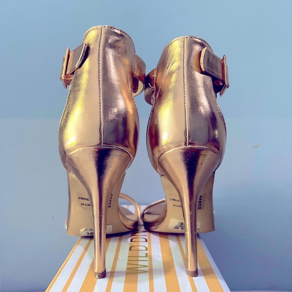 Breckelle’s Rose Gold Metallic Foil Ankle Strap Heels - Picture 5 of 10